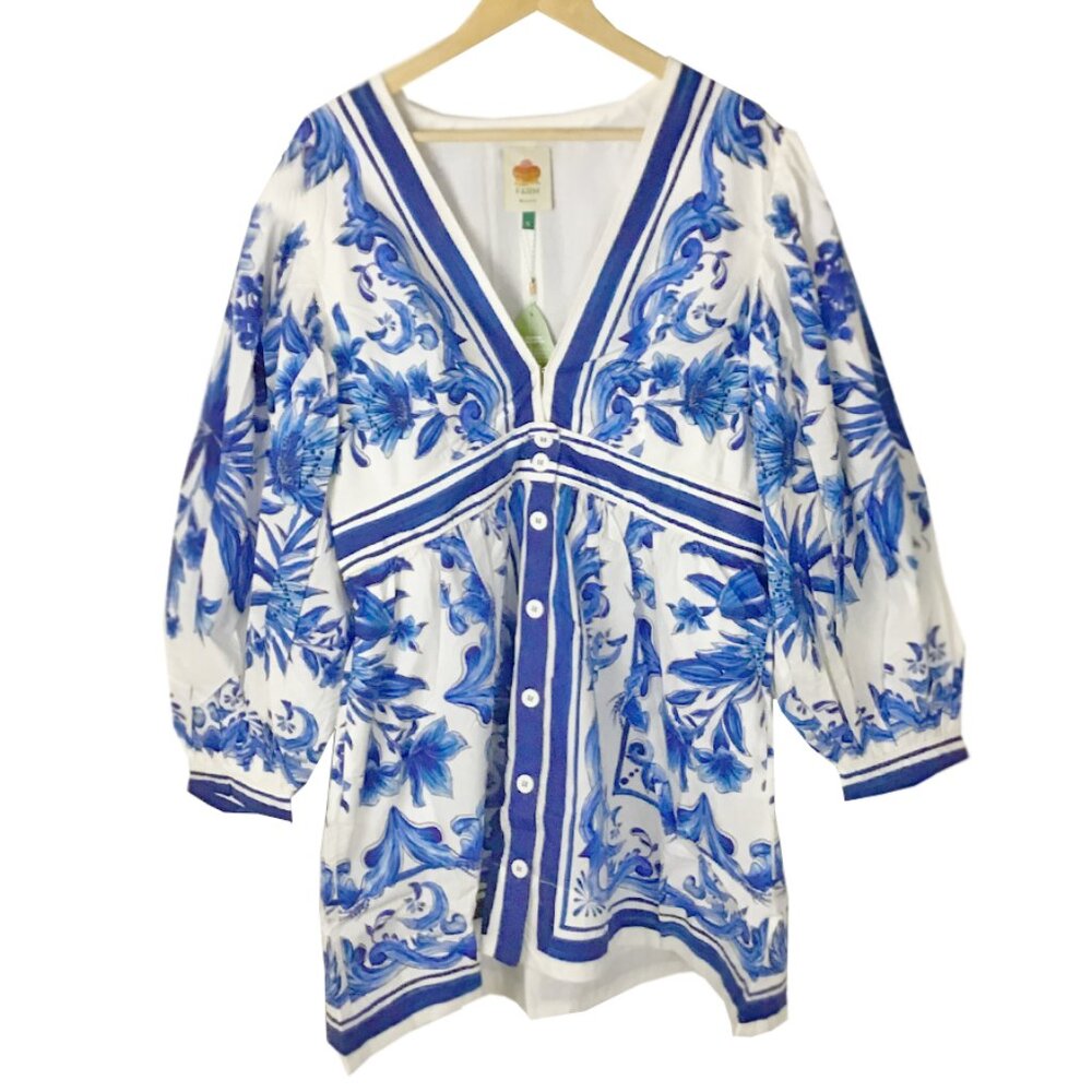Farm Rio Off-White Garden Tiles Mini Dress - Picture 5 of 16